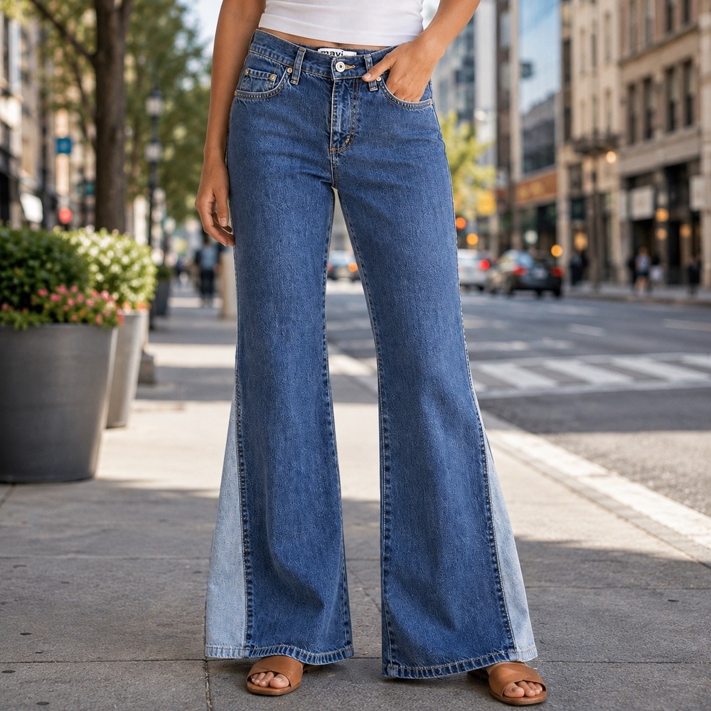 Mavi Gloria Retro Flare Jeans Blue Low Rise Two Tone Denim 25/32